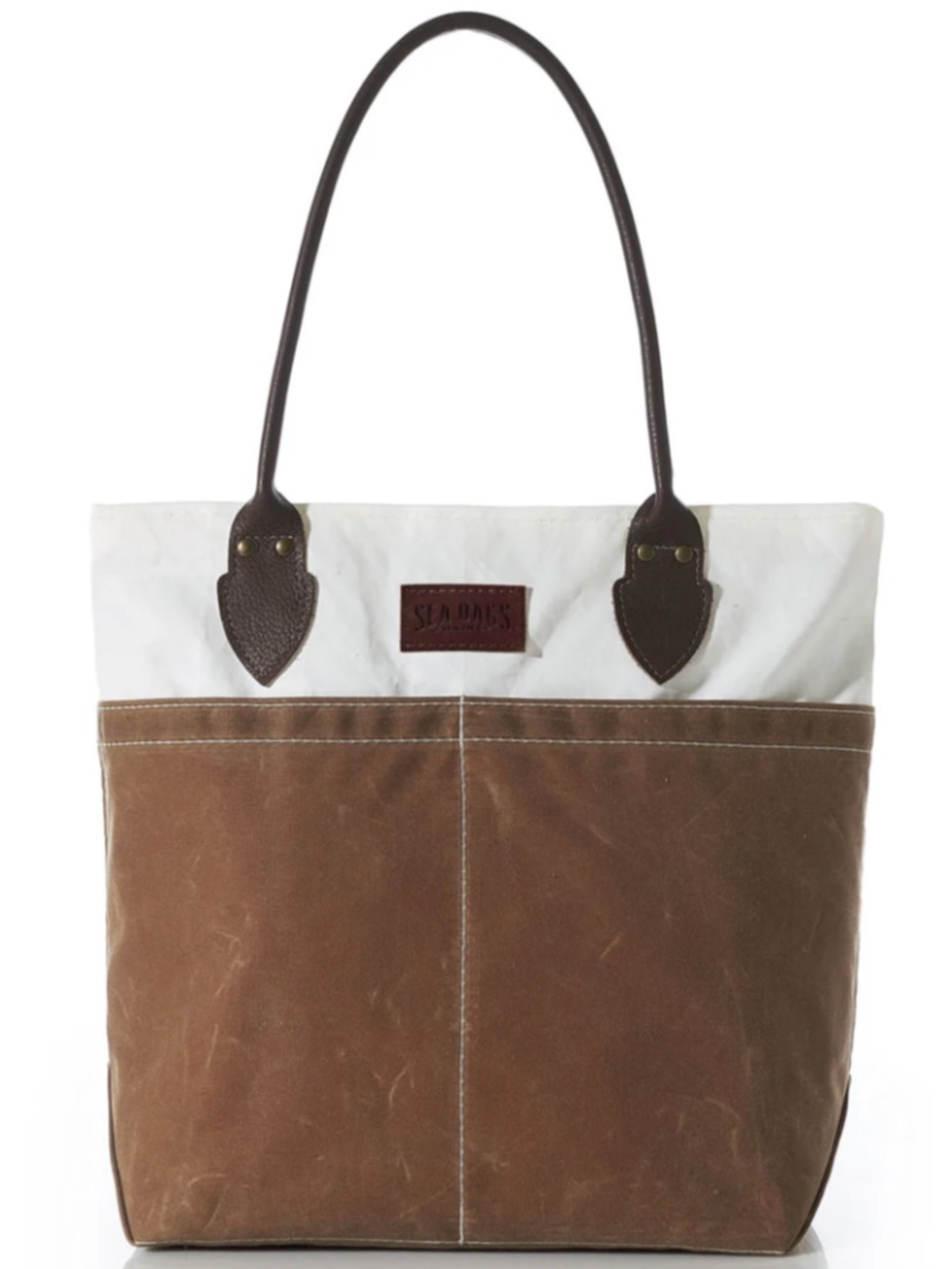 Sea Bags Tan Chebeague Medium Zipper Top Tote Purse Leather Handles